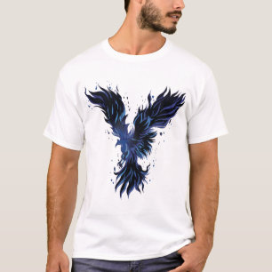 Camiseta gráfica de pájaro fénix azul volador - cl