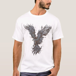 Camiseta gráfica de pájaro fénix gris volador - cl