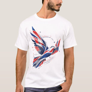 Camiseta Gráfica de Pájaro Patriótico Rojo Blanco