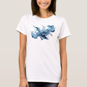 Camiseta gráfica de pájaros abstractos azules crea