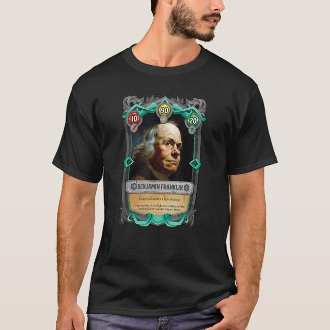 Camiseta Gráfica de parodia de tarjetas Benjamin Franklin R (Anverso)