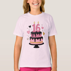 Camiseta gráfica de pastel de cumpleaños Sweet 16