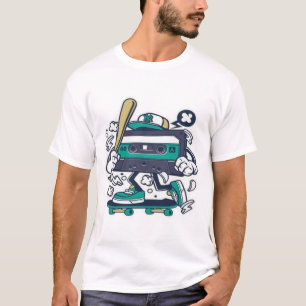 Camiseta gráfica de patinador con casete Retro de 