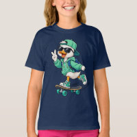 Camiseta gráfica de patinador con pato - Streetwea