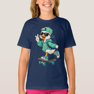 Camiseta gráfica de patinador con pato - Streetwea