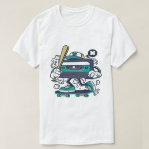 Camiseta gráfica de patinador de casete Retro de l