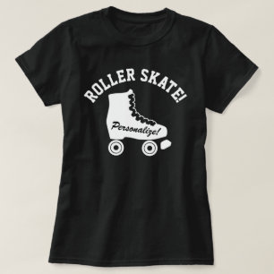 Camiseta Gráfica De Patinaje De Rollo Retro Negro Y Blanco