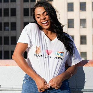 Camiseta Gráfica de paz, café de amor