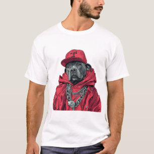 Camiseta gráfica de perro de hip hop - Tee de ropa