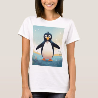 Camiseta gráfica de pingüino para mujeres casual