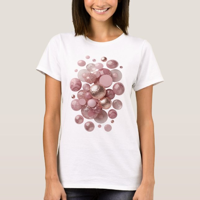 Camiseta gráfica de plata intensa con BOLAS ROSADA (Anverso)