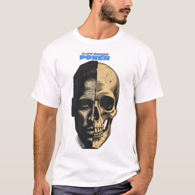 Camiseta gráfica de poder mitad humano mitad cráne (Anverso)