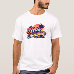 Camiseta gráfica de puesta de sol de palmera retro