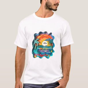 Camiseta gráfica de puesta de sol de palmera retro