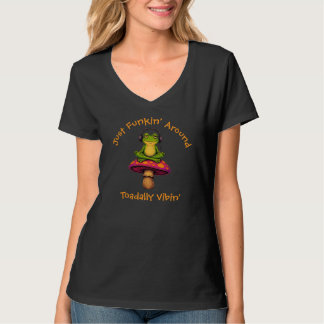 Camiseta gráfica de rana y hongo hippie totalmente