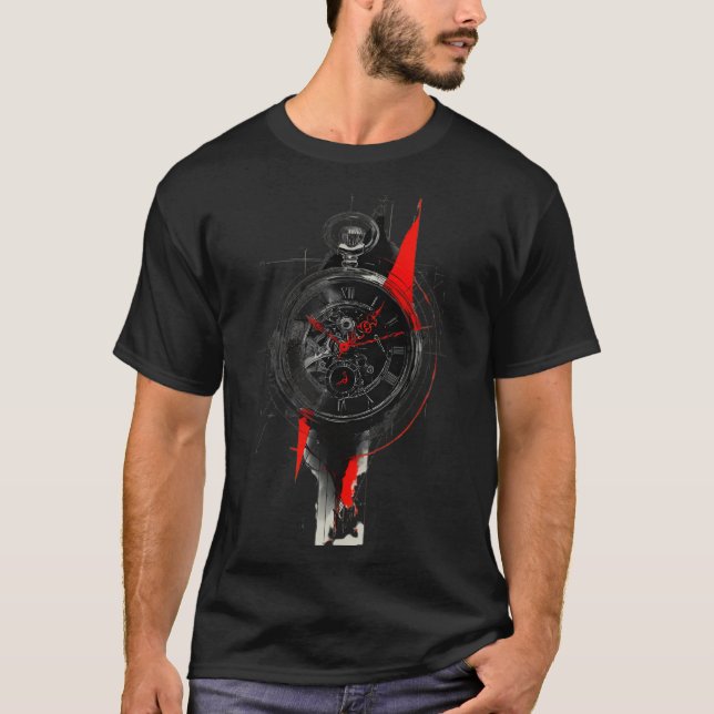 Camiseta gráfica de reloj de bolsillo Abstract Tra (Anverso)