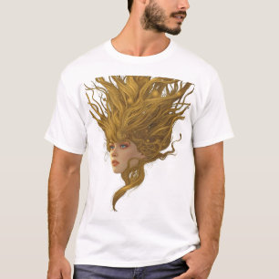 Camiseta gráfica de retrato de diosa dorada etérea