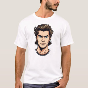 Camiseta gráfica de retrato de hombre anime guapo