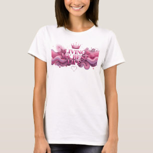 Camiseta gráfica de rosa llamativo VIVIENDO MI MEJ