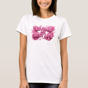 Camiseta gráfica de rosa llamativo VIVIENDO MI MEJ