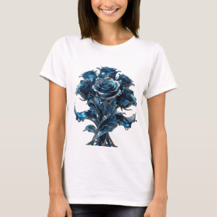 Camiseta gráfica de ROSAS AZULES plateadas ingenio