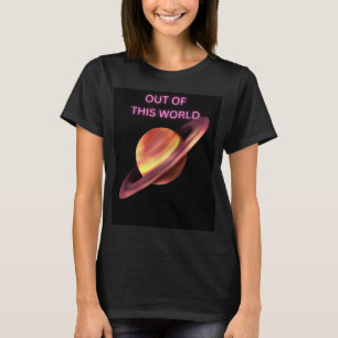 Camiseta gráfica de Saturno rosa neón fuera de est