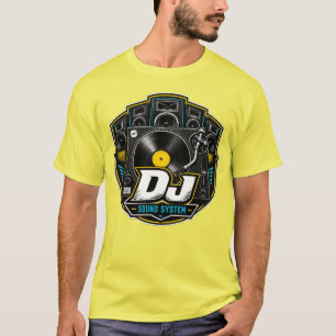 Camiseta gráfica de sistema de sonido de DJ
