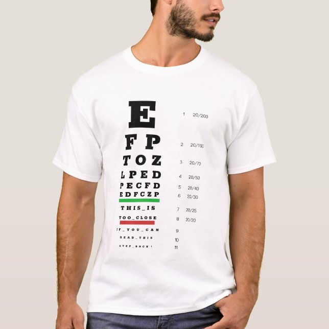Camiseta Gráfica de Snellen de prueba visual divertida de O (Anverso)