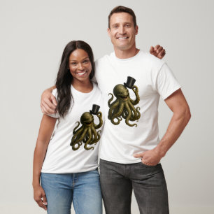 Camiseta gráfica de sombrero de copa de pulpo stea