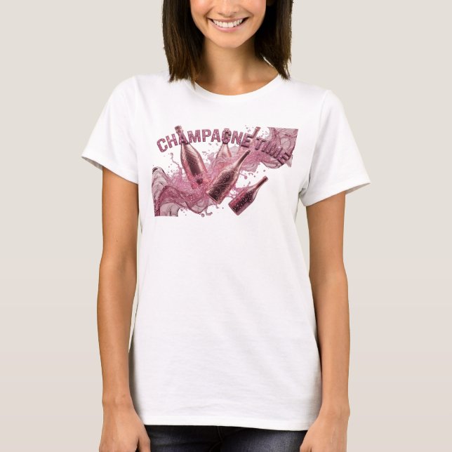 Camiseta gráfica de Statement Pink CHAMPAGNE TIME (Anverso)