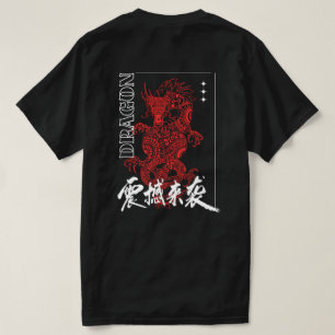 Camiseta gráfica de Streetwear japonés Dragón Rojo