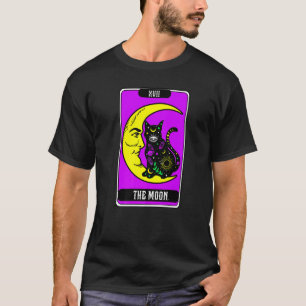 Camiseta Gráfica De Tarjeta Tarot De Crescent Moon Y Cat En