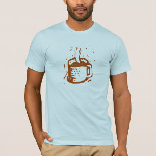 Camiseta Gráfica de Taza de Vapor de Linóleo Artesanal