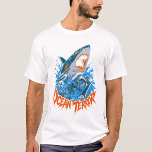 Camiseta gráfica de tiburón del terror del océano