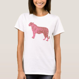 Camiseta gráfica de tigre rosa atrevido femenino