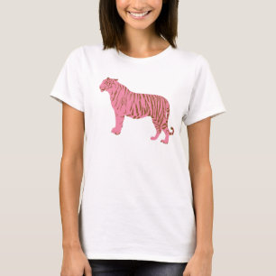 Camiseta gráfica de tigre rosa atrevido femenino