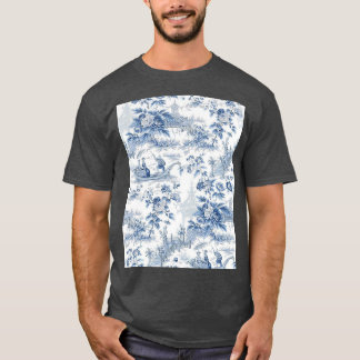 Camiseta Gráfica de tocador de la Chinoiserie azul en polvo