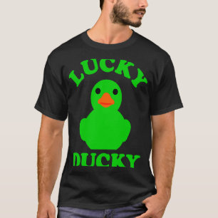 Camiseta Gráfica de un pato de goma verde Quack Lucky Ducky