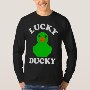 Camiseta Gráfica de un pato de goma verde Quack Lucky Ducky