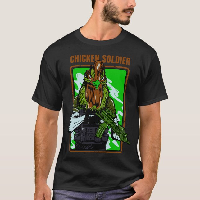 Camiseta gráfica de un soldado de pollo (Anverso)