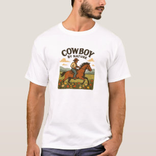Camiseta Gráfica de vaquero de flores silvestres de la natu