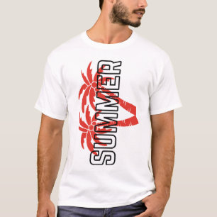 Camiseta gráfica de verano en negrita   Rojo tropi