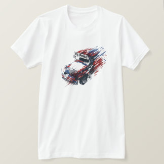 Camiseta Gráfica de viaje de recuerdo de Jeepney de Filipin