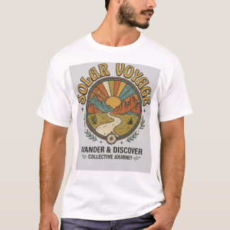 Camiseta gráfica de viaje solar con estética vinta