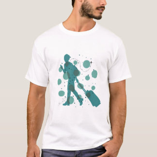 Camiseta gráfica de viajero minimalista con maleta