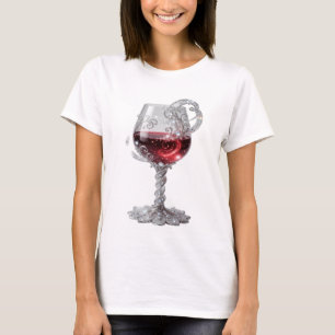 Camiseta gráfica de vidrio de vino tinto PLATA SNA