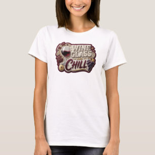 Camiseta gráfica de VINO VASO Y ENFRIAR Dorado Ing
