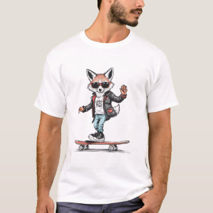 Camiseta Gráfica de Zorro Patinador Genial