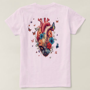 Camiseta gráfica del corazón floral   Bloom artíst