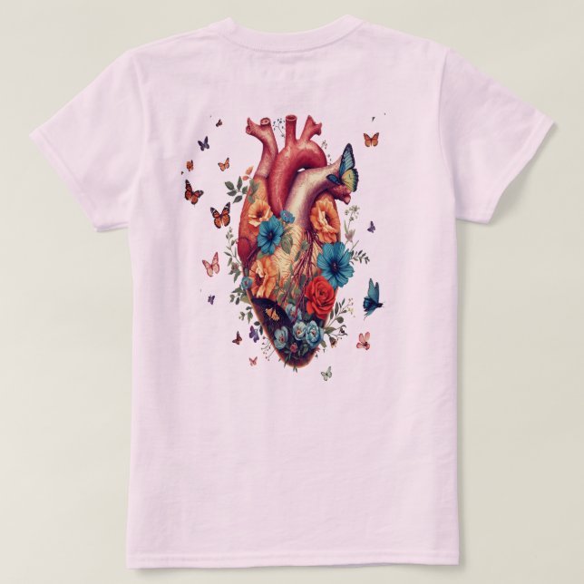 Camiseta gráfica del corazón floral | Bloom artíst (Reverso del diseño)